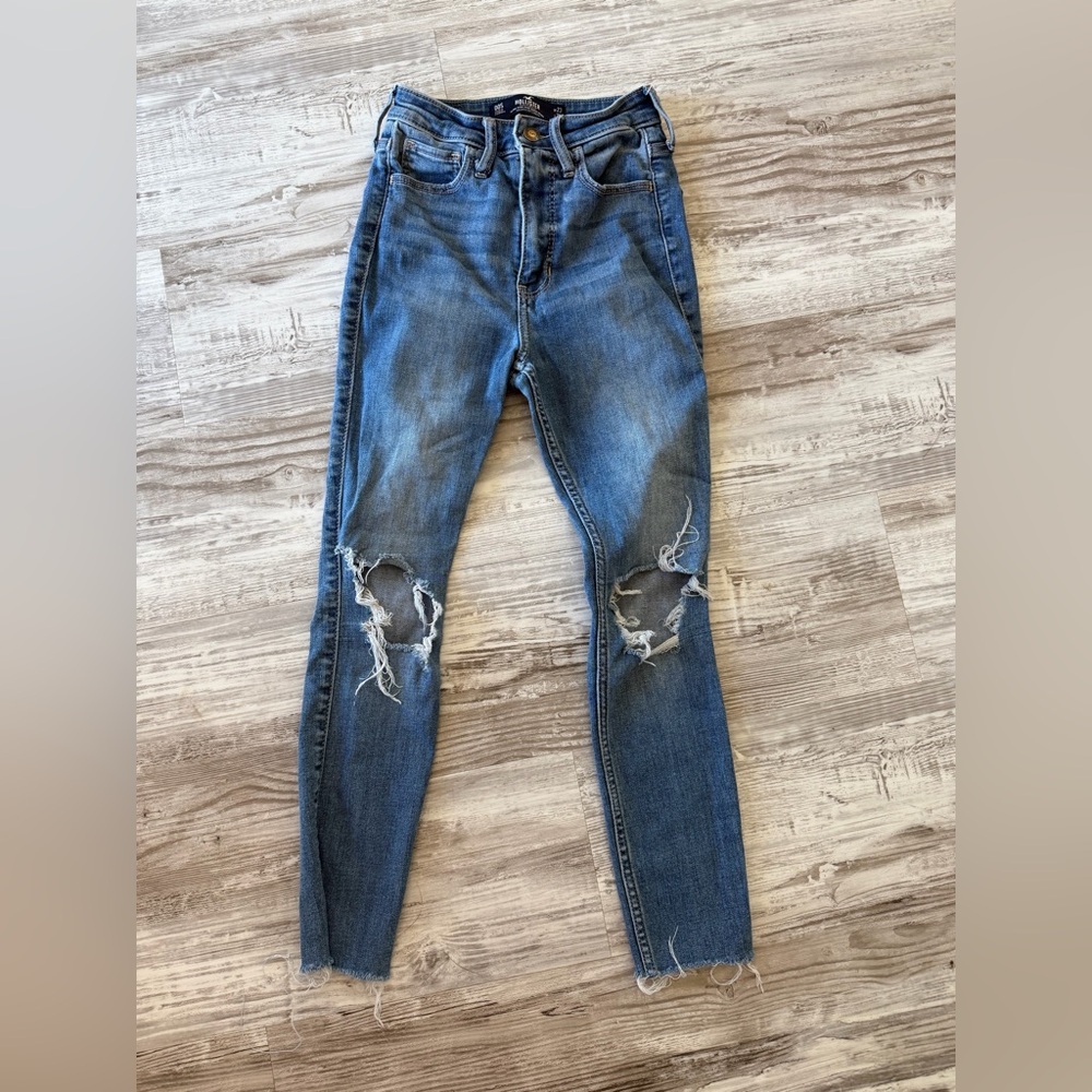 Hollister Distressed Medium Blue Skinny Jeans